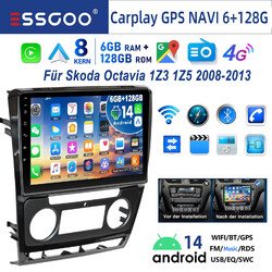 6+128G Android 14 Autoradio GPS Carplay DAB+ Für Skoda Octavia 1Z3 1Z5 2008-2013