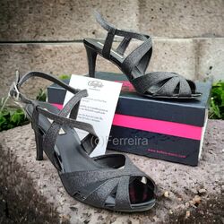 BUFFALO RK 1610-128 GLITTER TOE HIGH HEELS SANDALETTE SCHWARZ GR. 39