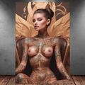 LEINWAND BILD ER XXL ABSTRAKT FRAU EROTIK BUNT STUHL TATTOO WAND POSTER P367