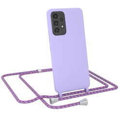 Für Samsung Galaxy A53 5G Handykette Silikon Handyhülle zum Umhängen Case Lila