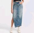 R13, Jeans-Maxirock mit Schlitz, XS 34