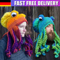 NEU Fun Octopus Winter Warme Strickmütze Tintenfisch Strickmütze Beanie Kostüm