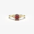 14k Gelbgold Natürlich Red Garnet Und Diamanten Edelstein Damen Verlobungsring