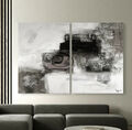 GREY GRAND Modern Leinwand BILD-SET Schwarz  Grau Abstrakt Gemälde Wandbild Deko