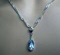 925 Silber ART DECO Collier mit Aquamarin - 45 oder 60 cm