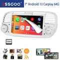 7" Apple Carplay Android 13 2+64G Autoradio GPS Navi RDS Für Fiat 500 2007-2015
