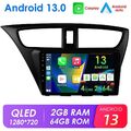 9" Carplay Autoradio Android 13 Für Honda Civic Hatchback 2012-2015 GPS NAVI 64G