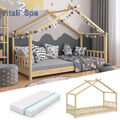 Design Kinderbett Hausbett Natur Kinderhaus Holzbett Matratze 90x200 VitaliSpa