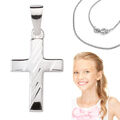 Kinder † Kommunion Konfirmation Kreuz Anhänger mit Collier Kette Echt Silber 925