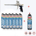 Bauschaum Pistolenschaum Montageschaum SET 12x 750 ml + 1 Pistole + 1 Reiniger 