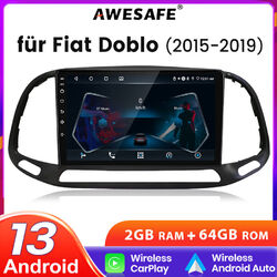 Autoradio 64GB Wireless Carplay Android 13 GPS NAVI DAB Für Fiat Doblo 2015-2019