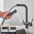 3 Wege Küchenarmatur Schwarz Wasserfilter Trinkwasserhahn Osmose Mischbatterie