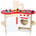 Kinderküche aus Holz Spielküche Kochen Kinder Spielzeug Holzküche weiß rot Herz