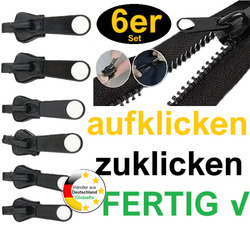 Reißverschluss 6x Reparatur Set Zipper Ersatz Anhänger Schieber Verschluss Stark