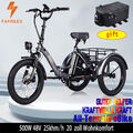 FAFREES 500W 20 Zoll Cargo E-Bike Elektro Dreirad Faltbar E-Fahrrad Gepäck Trike