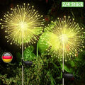 2/4 Stück LED Solar Feuerwerk Licht Solarlampe außen Garten Deko Leuchte Stecker