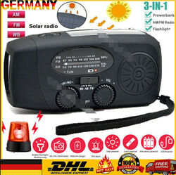 3in1 Notfall Solar Handkurbel Dynamo AM/FM Radio LED Taschenlampe USB Werkz T4D6