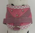 Softgeschirr  Brustgeschirr Hundegeschirr XS S M Welpen altrosa rosa Strass Karo