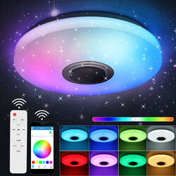 RGB LED Deckenlampe Dimmbar mit Bluetooth Musik Lautsprecher App+Fernbedienung