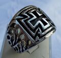 EDELSTAHL RING EISERNES KREUZ  SIEGELRING IRON CROSS TEMPELRITTER  GOTHIC BIKER