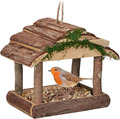 Relaxdays Vogelfutterhaus Holz, Zum Aufhängen, HBT: 19 X 22 X 16,5 Cm, Garten, V