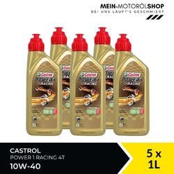 Castrol Power 1 Racing 4T 10W-40 Motorradöl JASO MA2 API SN 5x1 Liter = 5 Liter