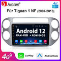 4+64GB Android12 Autoradio Carplay GPS Navi für VW Tiguan 1NF 2007-2016 WiFi SWC