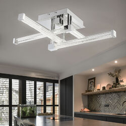 Deckenlampe LED Deckenleuchte Design Chrom Glas Stäbe Flurlampe Dielenleuchte