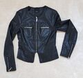 Damen Jacke von Ann Christine Gr. 36 schwarz Leder-Imitat Bikerjacke Kunstleder