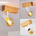 Flur Strahler Retro Decken Lampe Holz/weiß Wohn Schlaf Raum Leuchten verstellbar