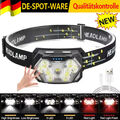 LED Kopflampe Stirnlampe Super Hell Wiederaufladbar Bewegungssensor mit Rotlicht