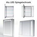 Spiegelschrank Badezimmerschrank mit LED Beleuchtung Steckdose Beschlagfrei Alu