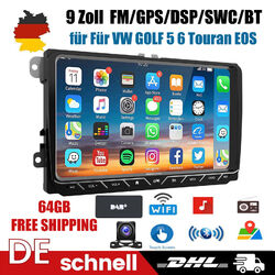 Autoradio Android 13 4+64G GPS +KAM DAB 4G Für VW GOLF 5 6 Passat Touran Tiguan