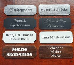 Briefkastenschild Klingelschild Türschild Namensschild selbstklebend mit GravurMit selbstklebender Rückseite, Zwischengrößen lieferbar