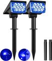 2 Stück LED Solarstrahler Solarlampen garten Solar Gartenleuchte IP65 Blau