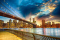 VLIES Fototapete-MANHATTAN SUNSET-(39V)-350x260cm-Digitaldruck 7 Bahnen-Kleister