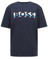 Hugo Boss Tee 1 Relaxed-Fit T-Shirt aus Baumwolle mit Colour-Block-Logo Dunkelbl