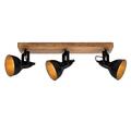 BRILONER Barnim Deckenlampe 3-flammig Spot Schwenkbar Holz Schwarz-Gold