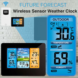 Wetterstation Farbdisplay Funk Thermometer Hygrometer mit Innen Außen Sensor