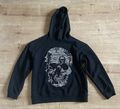 UNISEX  SCHWARZER HEADS OR TAILS MONEY SKULL HOODIE LANGARM – M