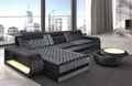 Sofa Couch Ecksofa Relaxfunktion LED und USB BERLIN L in dunkelgrau Samtstoff