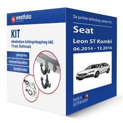 Westfalia KIT für SEAT Leon ST Kombi 5F8 Anhängerkupplung inkl. eSatz AHK NEUKIT 317116900113 | ZUGLAST=2000kg STÜTZLAST=85kg