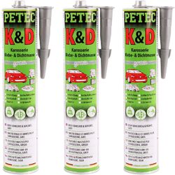 3x 310 ml PETEC K&D KAROSSERIE KLEBER + DICHTMASSE KLEBEMASSE ELASTISCH GRAU