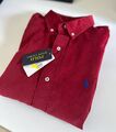 Polo Ralph Lauren Cordhemd Rot Button Down Slim Fit Größe L