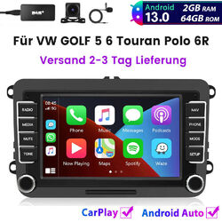 2+64GB Android13 Autoradio DAB+ Carplay GPS Navi für VW GOLF 5 6 Touran Polo 6R