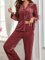 Damen Schlafanzug Pyjama Winter Fleece Kuschelig Flauschig Warm Weich Frauen Set