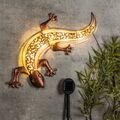 Solar LED Wanddeko Gecko mit 10 LEDs Wandleuchte Außendeko Balkon Solarleuchte