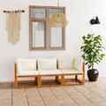 vidaXL 3-Sitzer-Gartensofa mit Auflage Creme Akazie Massivholz EGG
