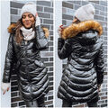 Damen Lang Steppjacke Wintermantel Winterjacke Wärmejacke Mit Fellkapuze DSTREET