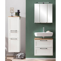 Badezimmermöbel Set weiß 60 cm Unterschrank Spiegelschrank Leuchte Midischrank